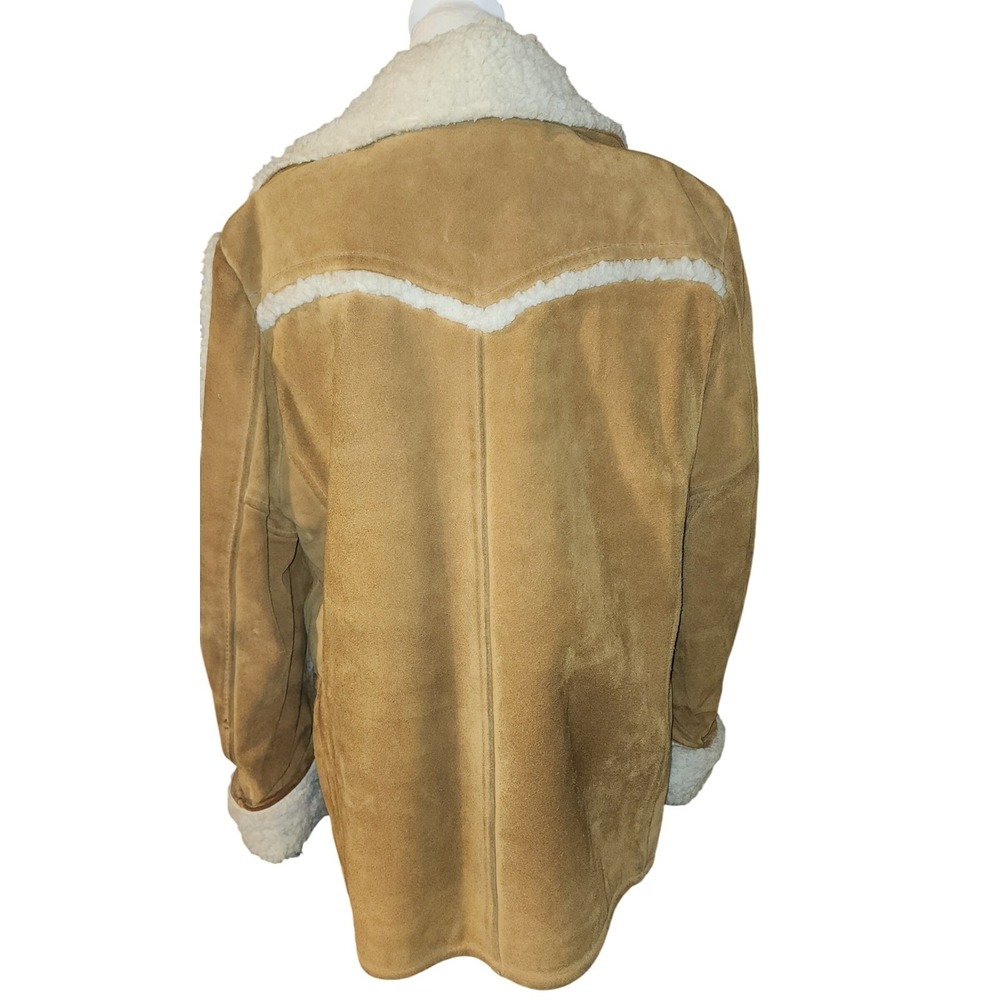 VTG Western Outfitters Sears Warm Mens Suede Shearling Lined Heavy Jacket Size L - Picture 3 of 7